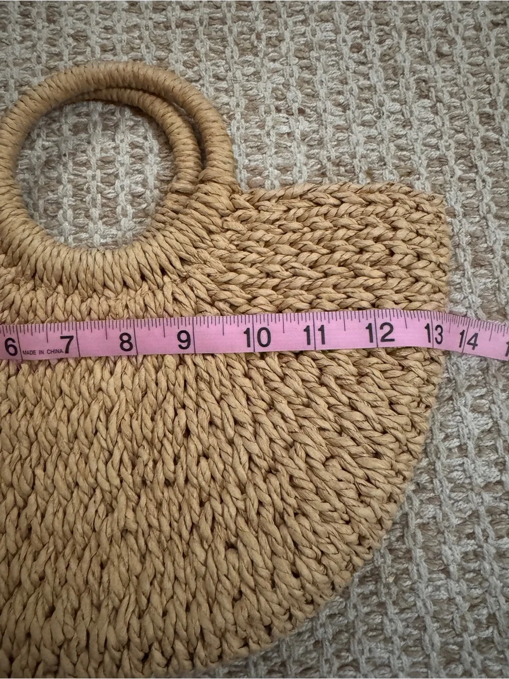 Handwoven Tan Straw Tote Bag with Round Handles